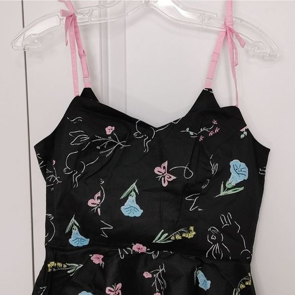 New Hell Bunny NWT cotton Black Floral Bunnies - Picture 6 of 9